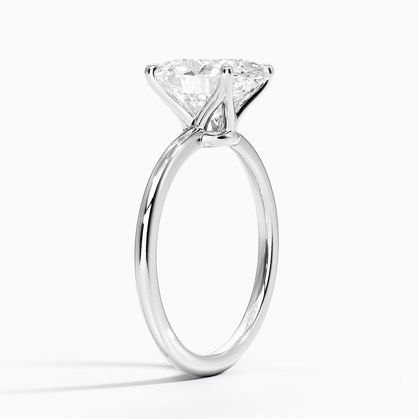 18K White Gold Petite Elodie Solitaire Ring with 2.5ct Oval Lab Diamond Center Stone