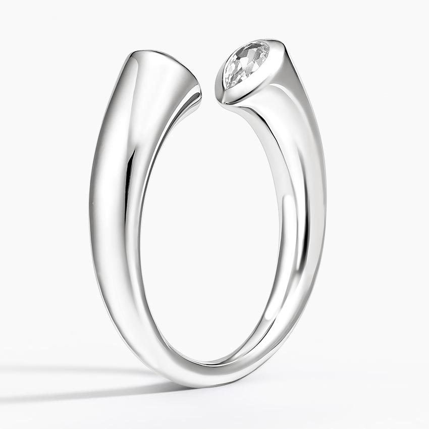 14K White Gold Stevie White Topaz Toi et Moi Ring