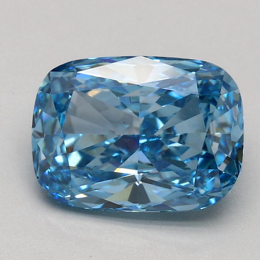 1.56 Ct. Fancy Vivid Blue Cushion Lab Grown Diamond