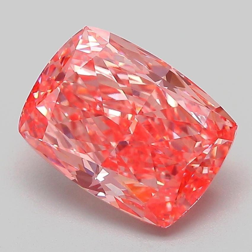 3.16 Ct. Fancy Vivid Pink Cushion Lab Grown Diamond