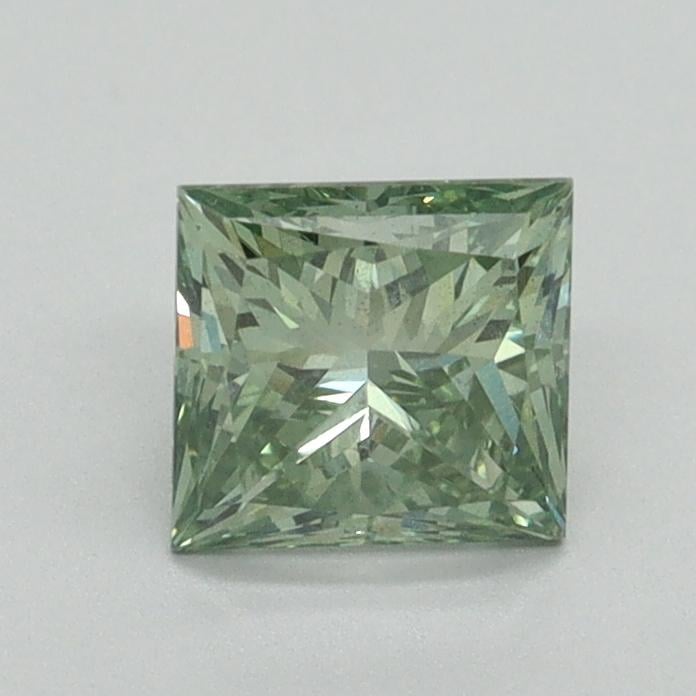 0.90 Ct. Fancy Vivid Green Princess Lab Grown Diamond