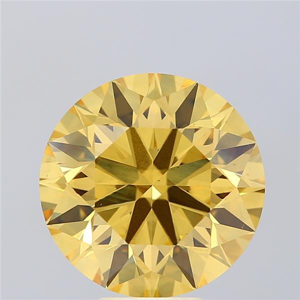 7.04 Ct. Fancy Vivid Yellow Round Lab Grown Diamond