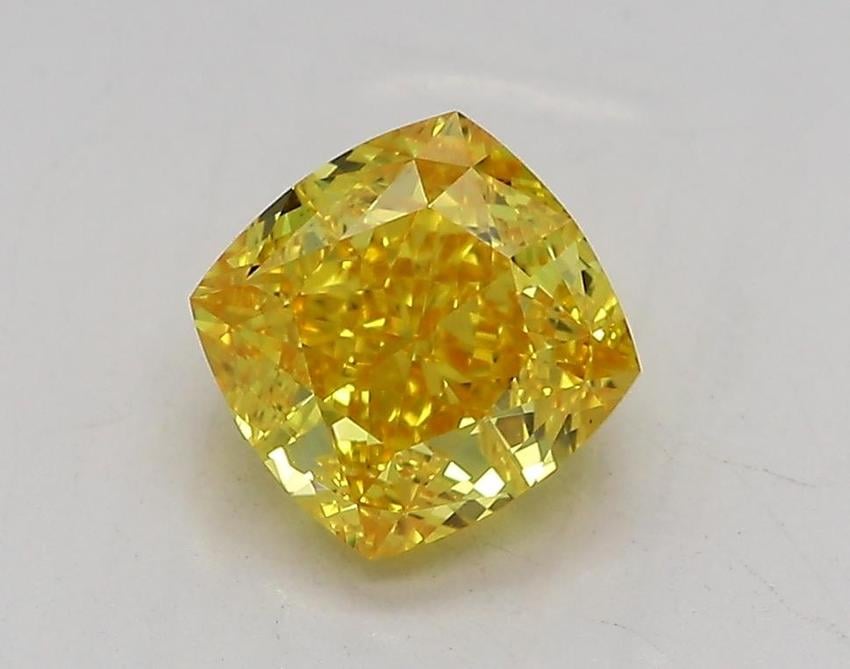 1.21 Ct. Fancy Vivid Yellow Cushion Lab Grown Diamond