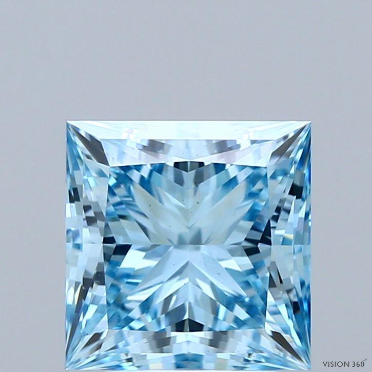 2.64 Ct. Fancy Vivid Blue Princess Lab Grown Diamond