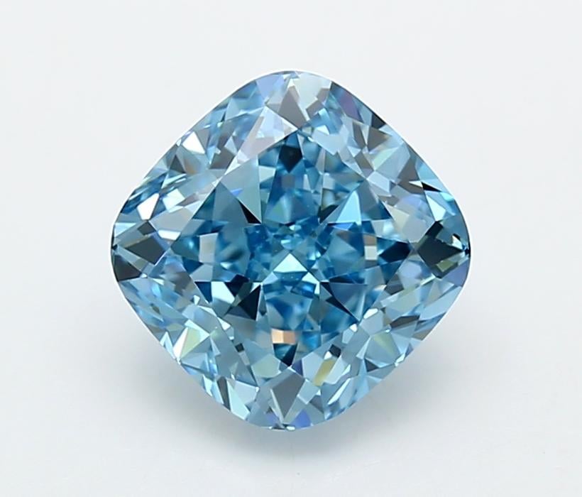 3.13 Ct. Fancy Vivid  Blue Cushion Lab Grown Diamond