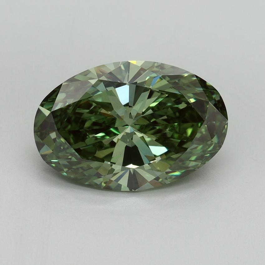 4.14 Ct. Fancy Vivid Green Oval Lab Grown Diamond