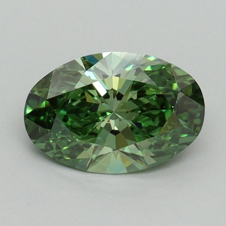 0.91 Ct. Fancy Vivid Green Oval Lab Grown Diamond