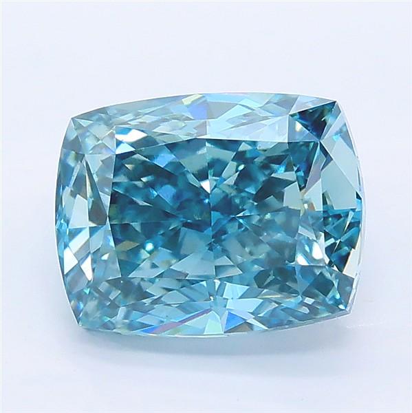 3.02 Ct. Fancy Vivid Blue Cushion Lab Grown Diamond