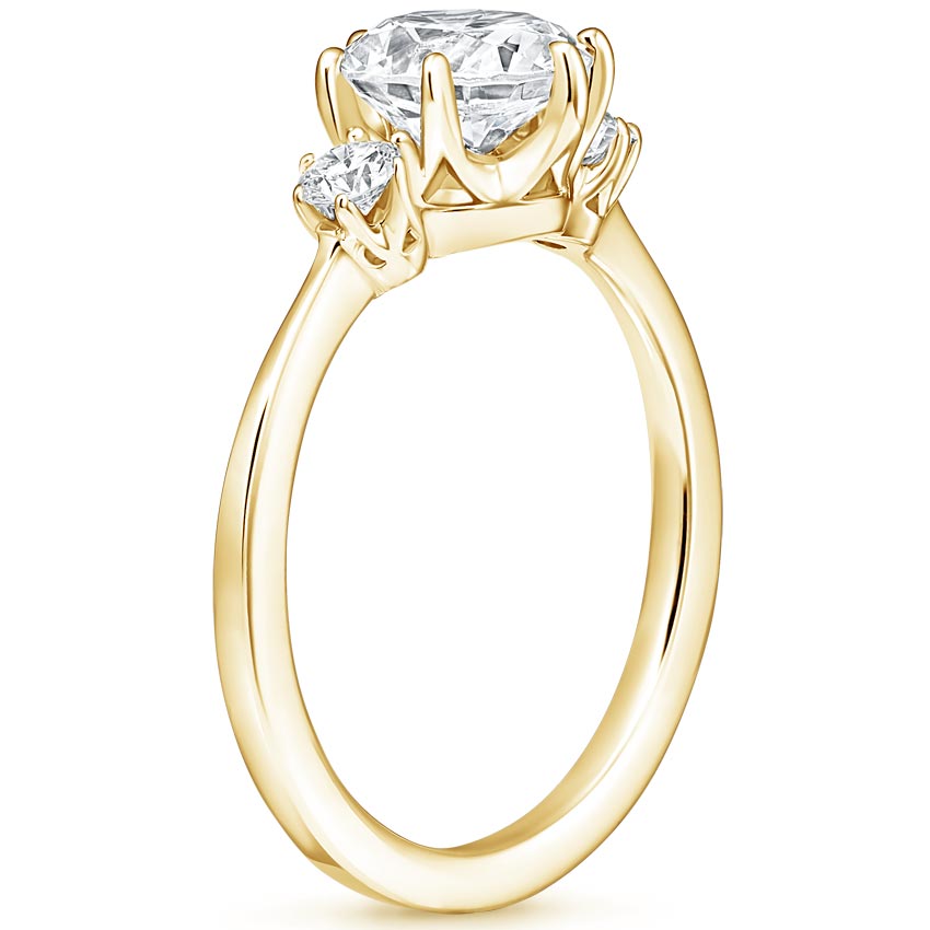 18K Yellow Gold Tallula Three Stone Diamond Ring, large side view