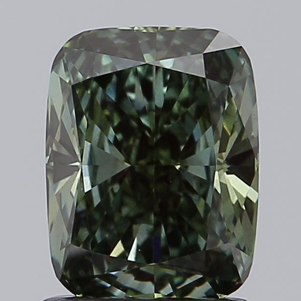 1.51 Ct. Fancy Vivid Green Cushion Lab Grown Diamond