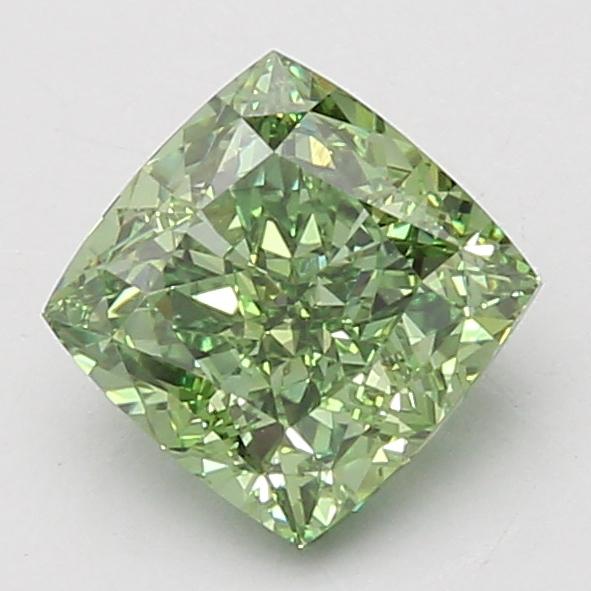 2.03 Ct. Fancy Vivid Green Cushion Lab Grown Diamond