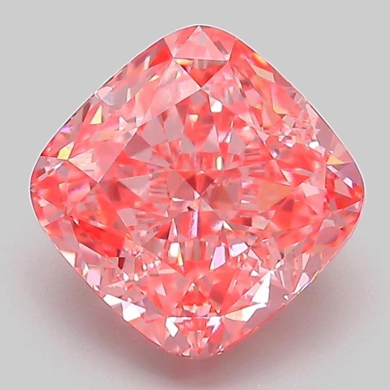 3.05 Ct. Fancy Vivid Pink Cushion Lab Grown Diamond
