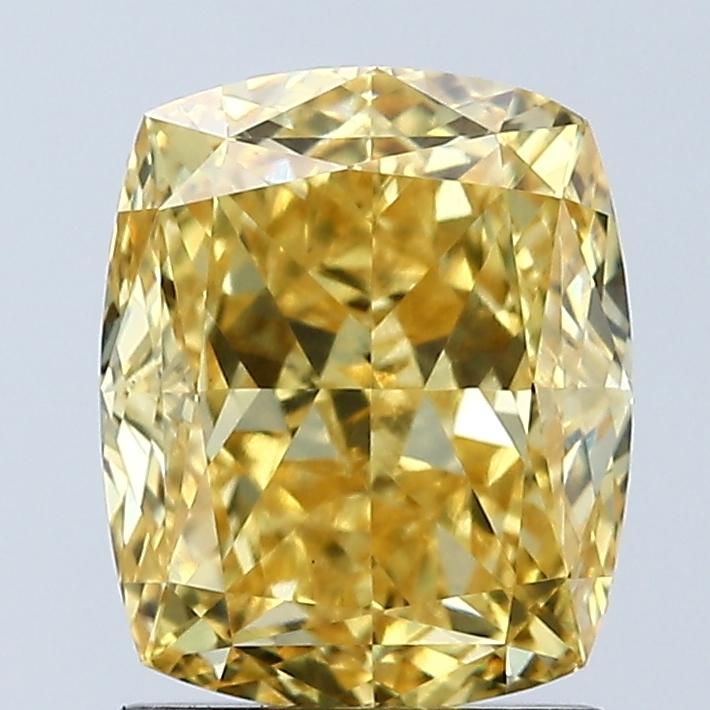 2.04 Ct. Fancy Vivid Yellow Cushion Lab Grown Diamond