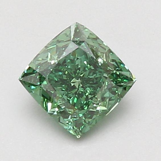 1.00 Ct. Fancy Vivid Green Cushion Lab Grown Diamond
