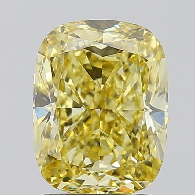 2.00 Ct. Fancy Intense Yellow Cushion Lab Grown Diamond