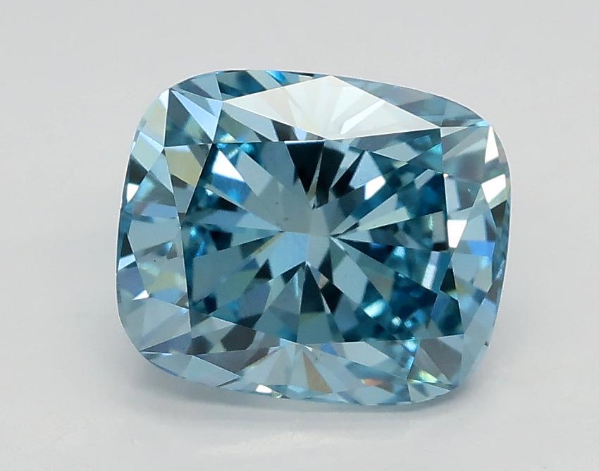 2.02 Ct. Fancy Intense Greenish Blue Cushion Lab Grown Diamond
