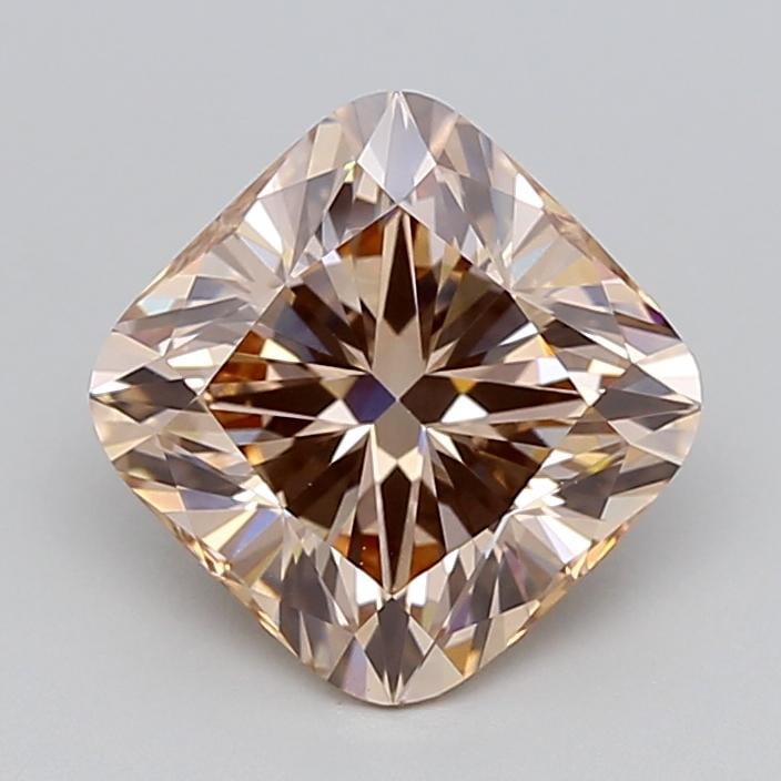 3.09 Ct. Very Light Pinkish Brown Cushion Lab Grown Diamond