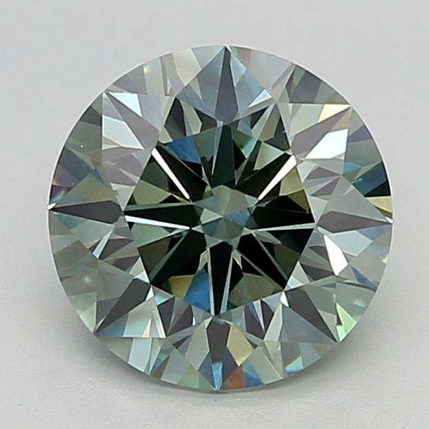 3.12 Ct. Fancy Vivid  Green Round Lab Grown Diamond