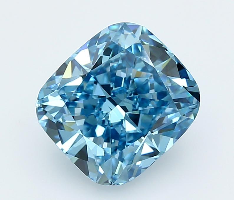 3.05 Ct. Fancy Vivid  Blue Cushion Lab Grown Diamond