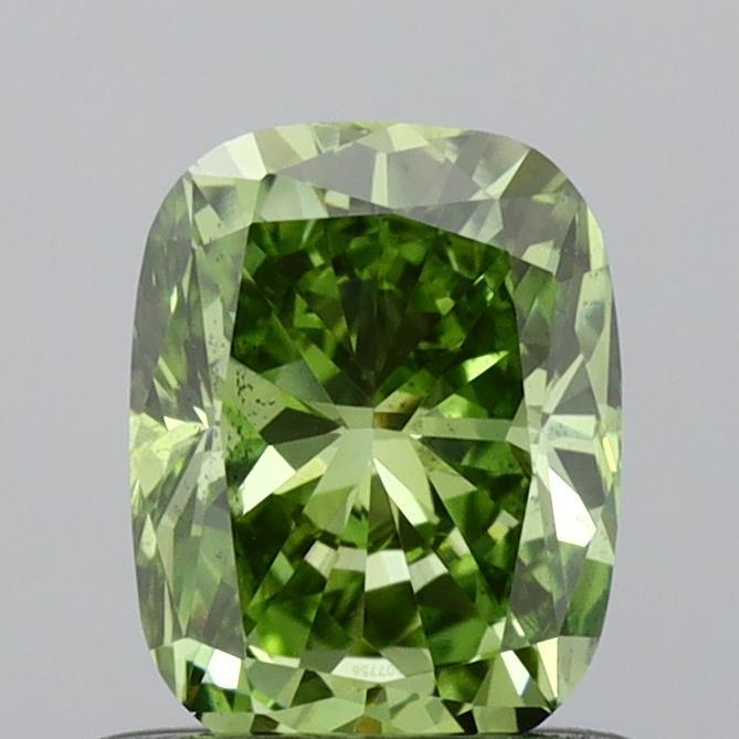 0.75 Ct. Fancy Vivid Green Cushion Lab Grown Diamond