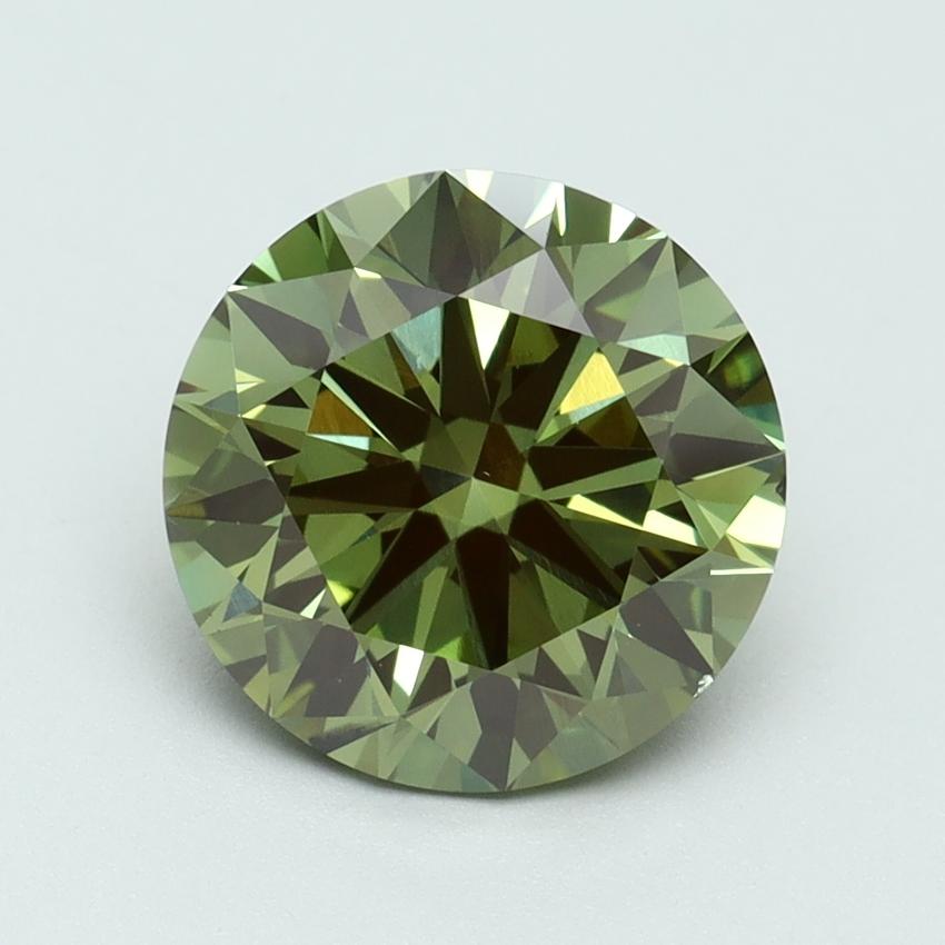 3.01 Ct. Fancy Vivid Green Round Lab Grown Diamond