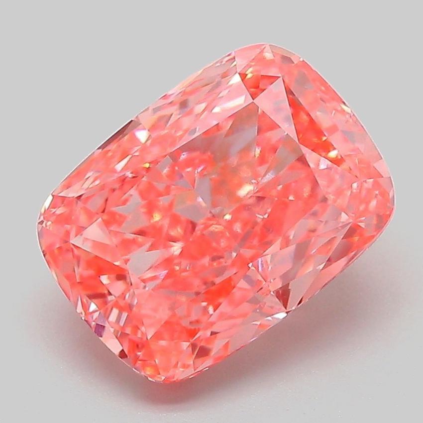 3.30 Ct. Fancy Vivid Pink Cushion Lab Grown Diamond
