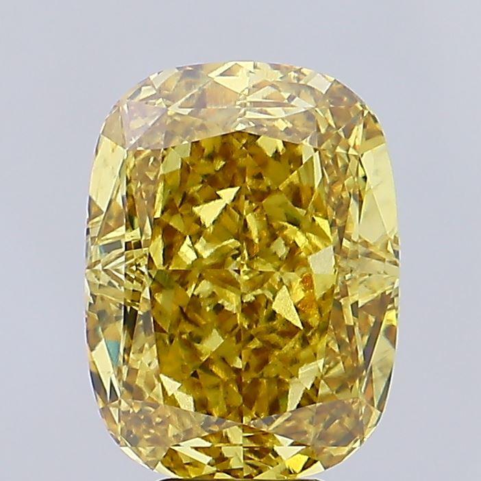 8.16 Ct. Fancy Vivid Brownish Yellow Cushion Lab Grown Diamond