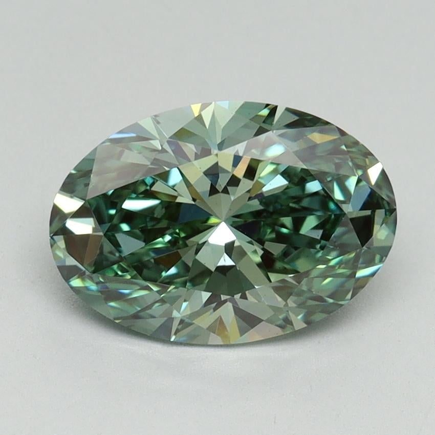 2.22 Ct. Fancy Vivid Green Oval Lab Grown Diamond