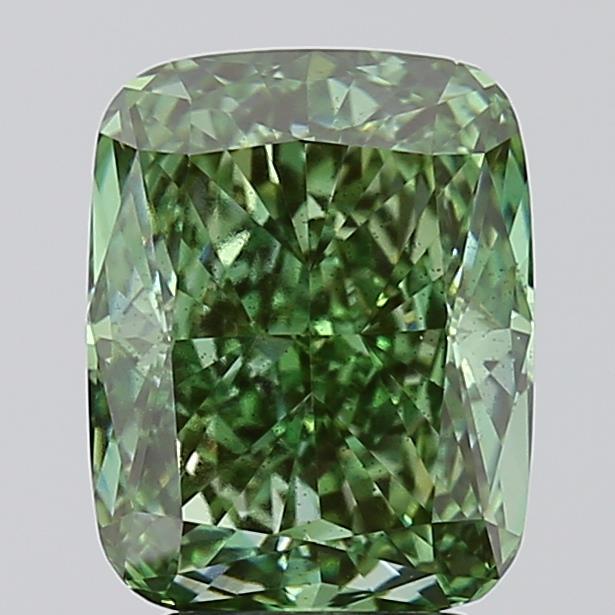 3.58 Ct. Fancy Vivid  Green Cushion Lab Grown Diamond