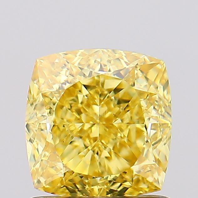 1.40 Ct. Fancy Vivid Yellow Cushion Lab Grown Diamond