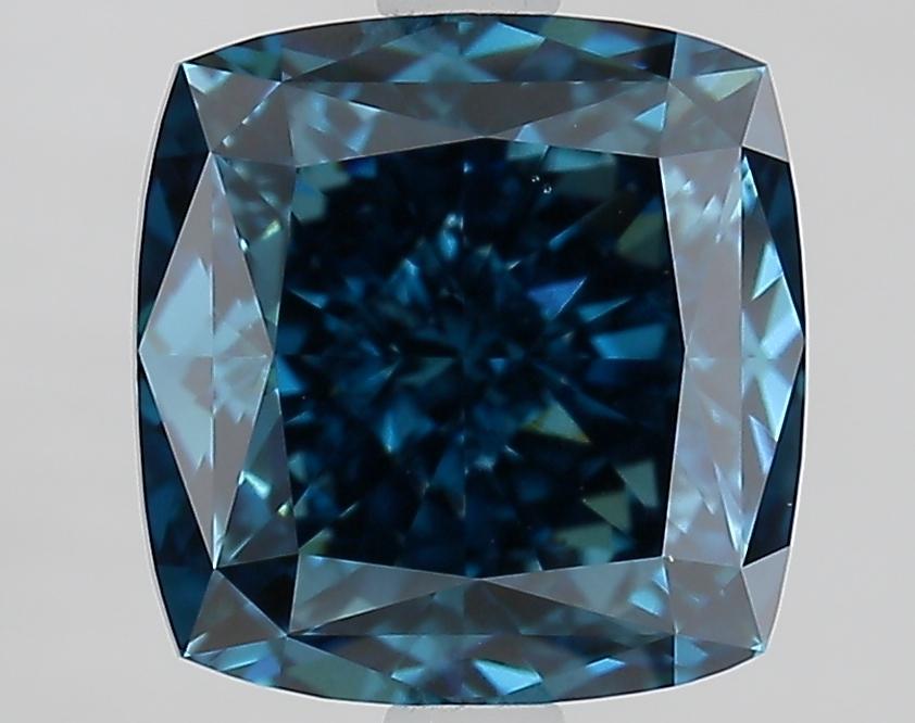 3.13 Ct. Fancy Vivid Blue Cushion Lab Grown Diamond