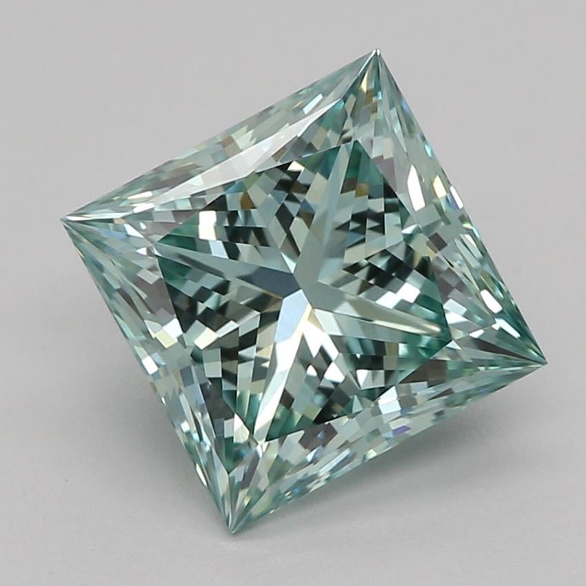 1.58 Ct. Fancy Vivid Green Princess Lab Grown Diamond