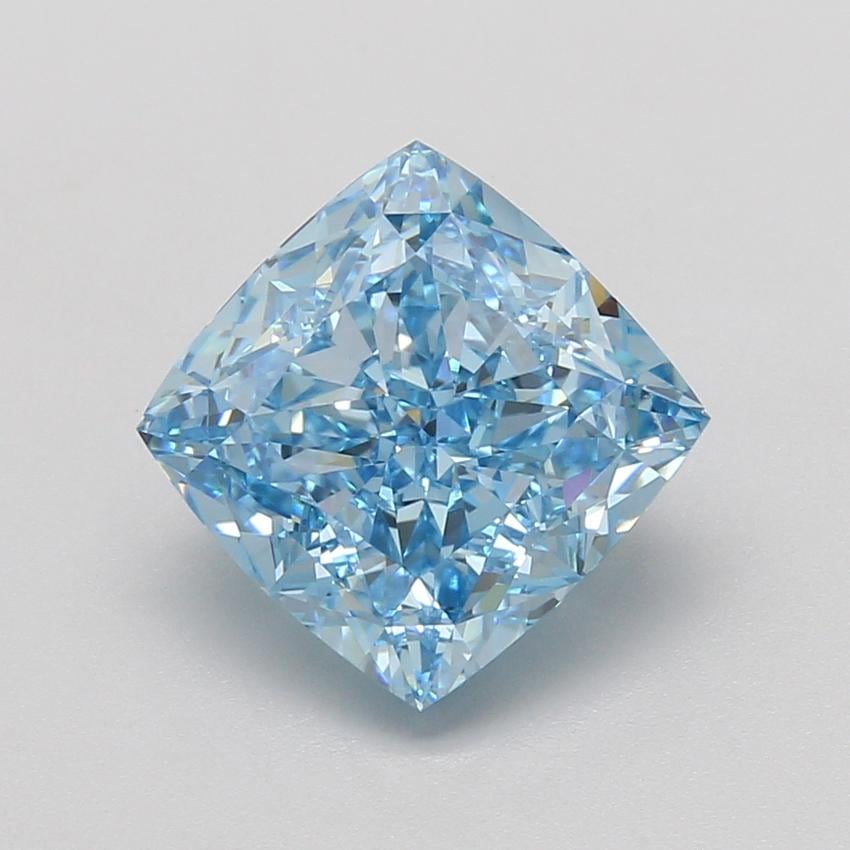 5.10 Ct. Fancy Vivid Blue Cushion Lab Grown Diamond