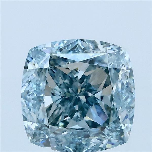 3.08 Ct. Fancy Intense Blue Green Cushion Lab Grown Diamond