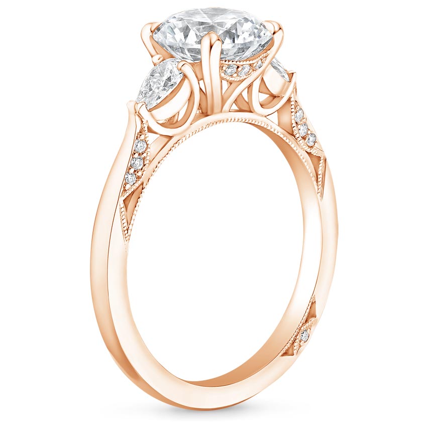 18K Rose Gold Simply Tacori Three Stone Diamond Ring (1/3 ct. tw.), large side view