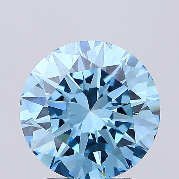 1.71 Ct. Fancy Vivid Blue Round Lab Grown Diamond