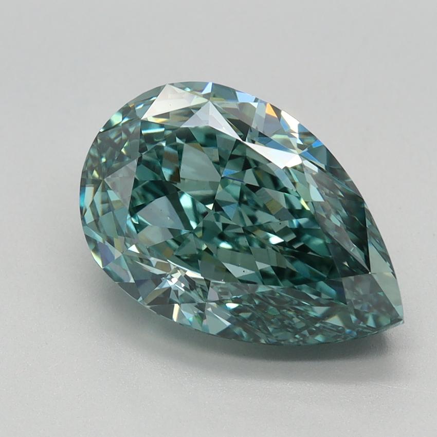 3.21 Ct. Fancy Vivid  Green Pear Lab Grown Diamond