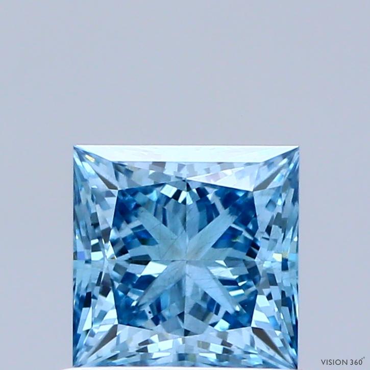 0.91 Ct. Fancy Vivid Blue Princess Lab Grown Diamond