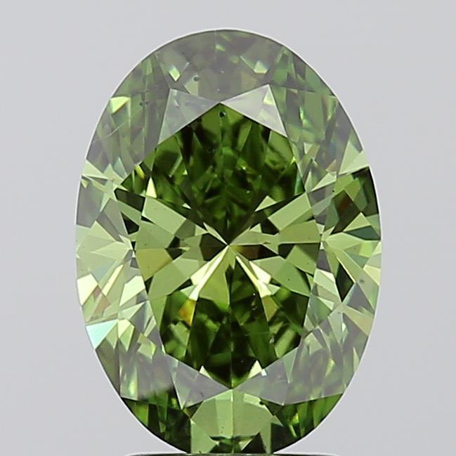 2.53 Ct. Fancy Vivid  Green Oval Lab Grown Diamond