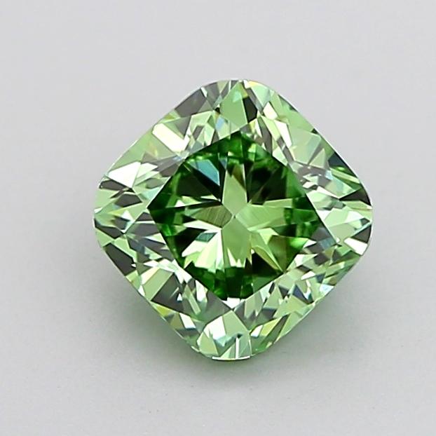 1.03 Ct. Fancy Vivid Green Cushion Lab Grown Diamond