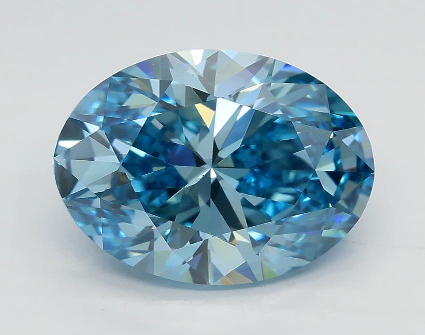 3.01 Ct. Fancy Vivid Blue Oval Lab Grown Diamond