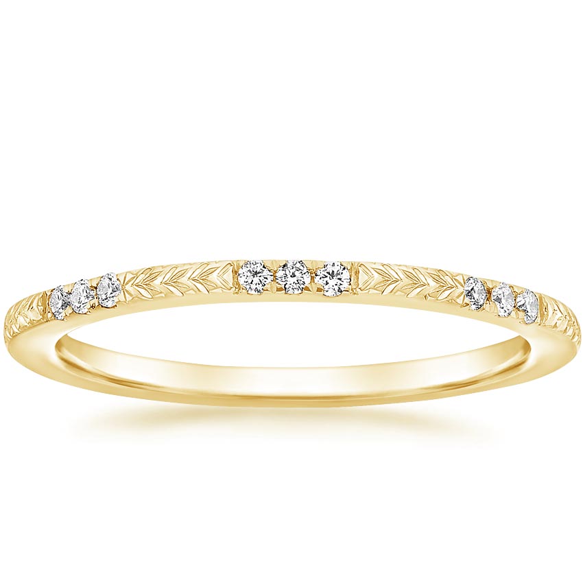 18K Yellow Gold Laurel Diamond Ring, large top view