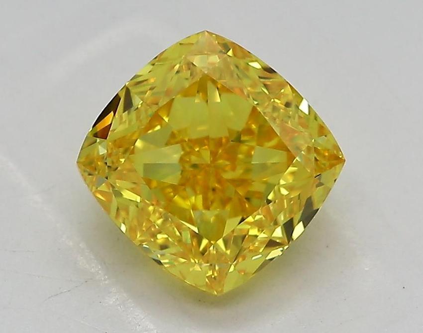 2.01 Ct. Fancy Vivid Yellow Cushion Lab Grown Diamond