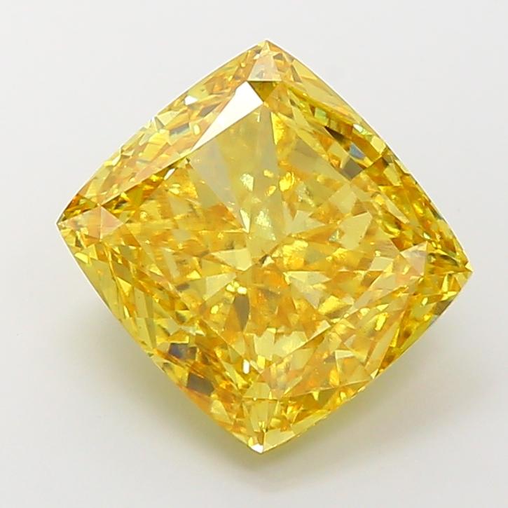 10.06 Ct. Fancy Vivid Yellow Cushion Lab Grown Diamond