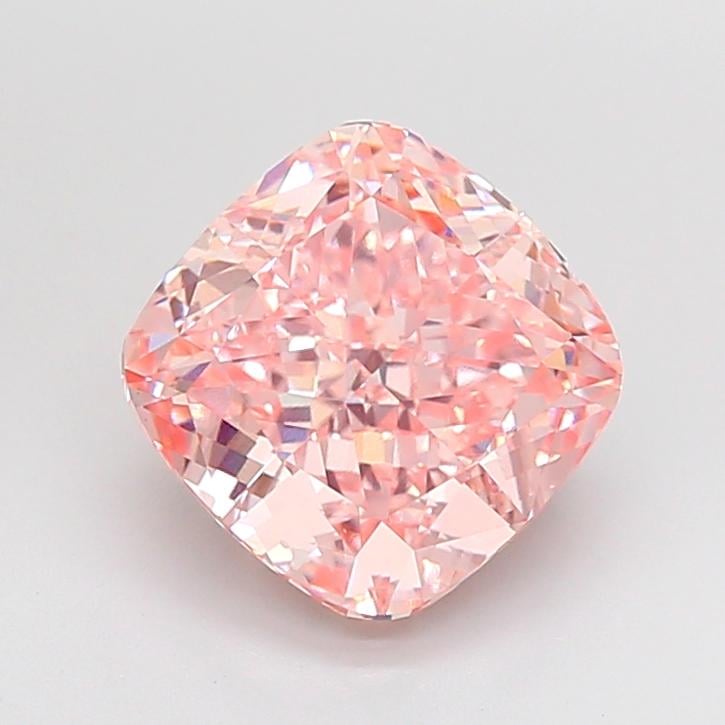 4.09 Ct. Fancy Vivid  Pink Cushion Lab Grown Diamond