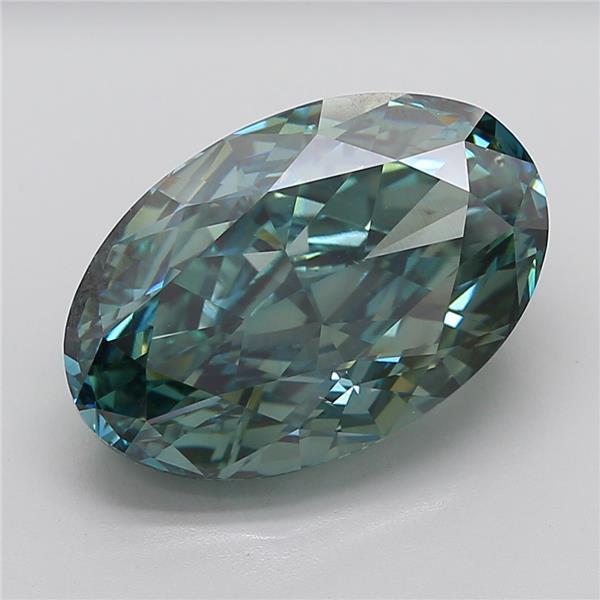 15.09 Ct. Fancy Vivid Green Oval Lab Grown Diamond