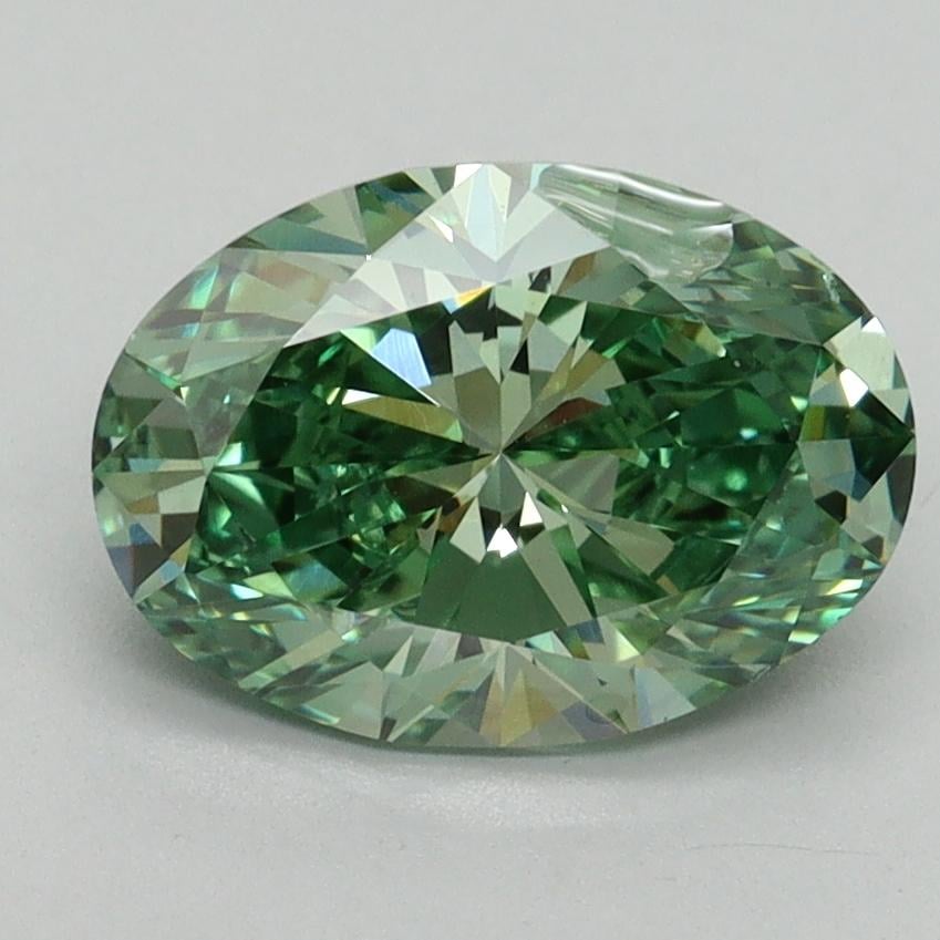 2.00 Ct. Fancy Vivid Green Oval Lab Grown Diamond