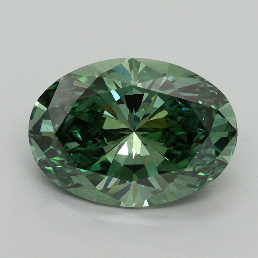 3.04 Ct. Fancy Vivid Green Oval Lab Grown Diamond