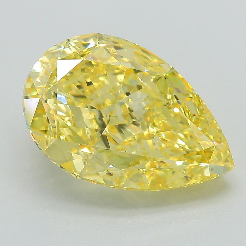 6.18 Ct. Fancy Vivid Yellow Pear Lab Grown Diamond