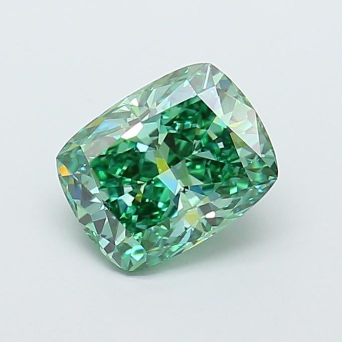 2.02 Ct. Fancy Vivid Green Cushion Lab Grown Diamond